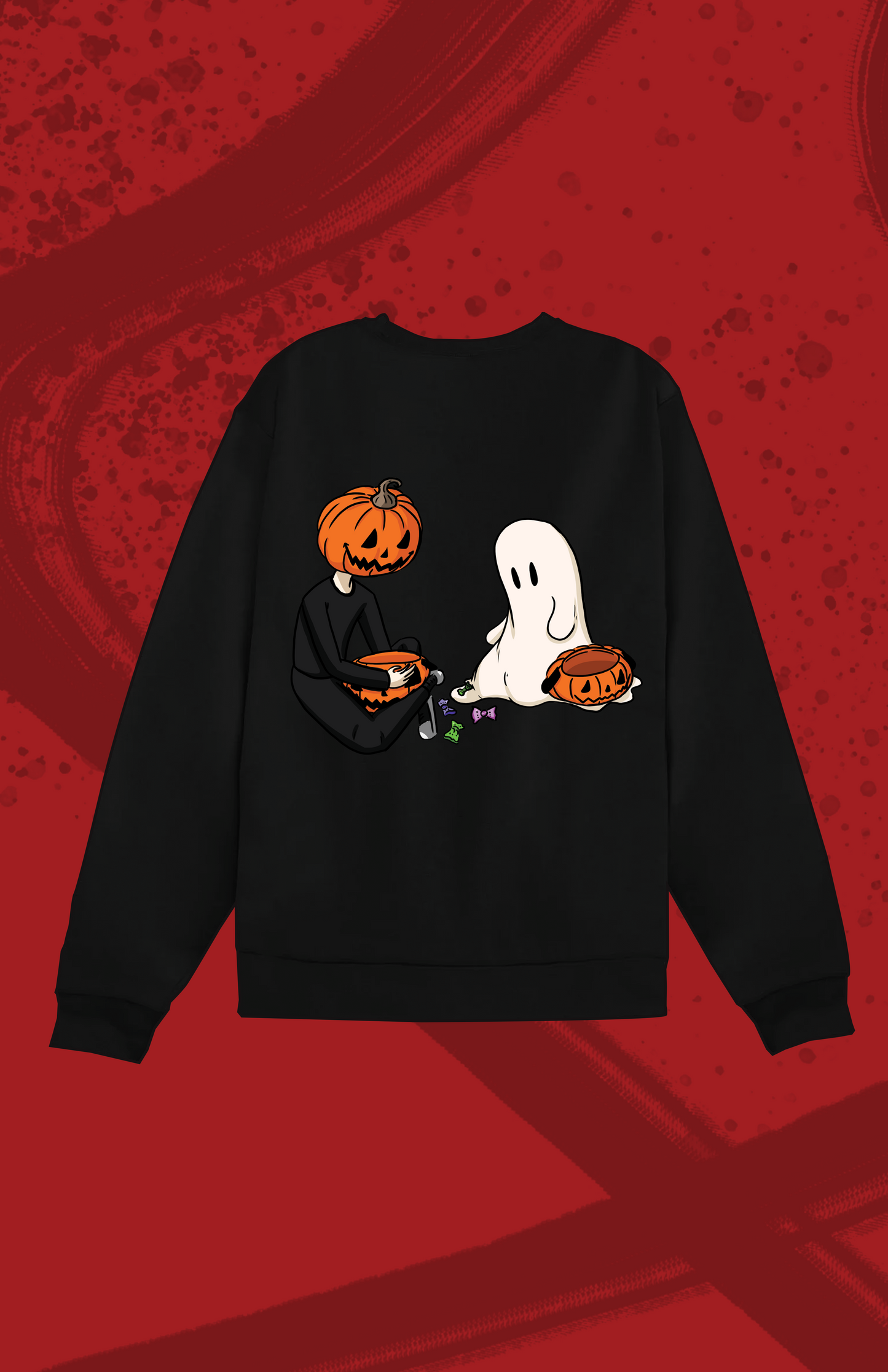 Ghost and Pumpkin Trick or Treat Sudadera