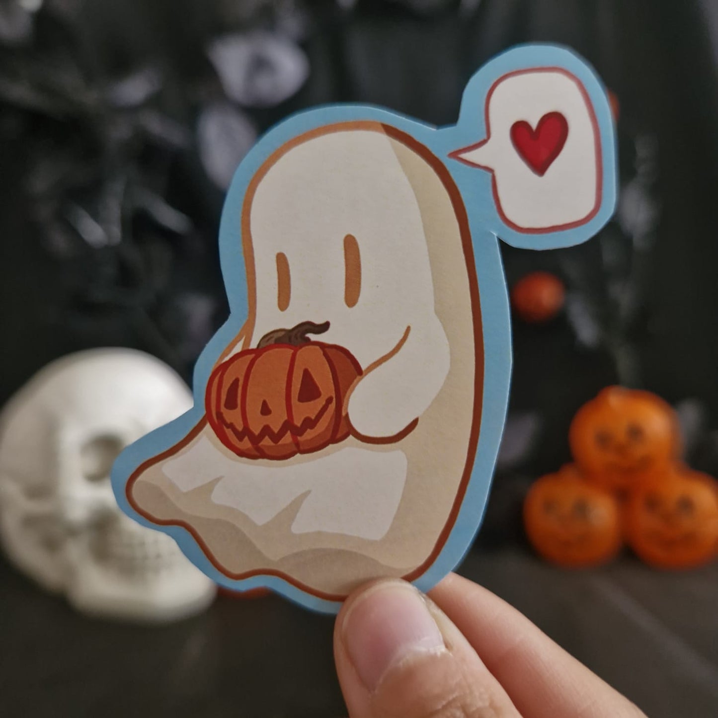 Ghost w/ Pumpkin Sticker