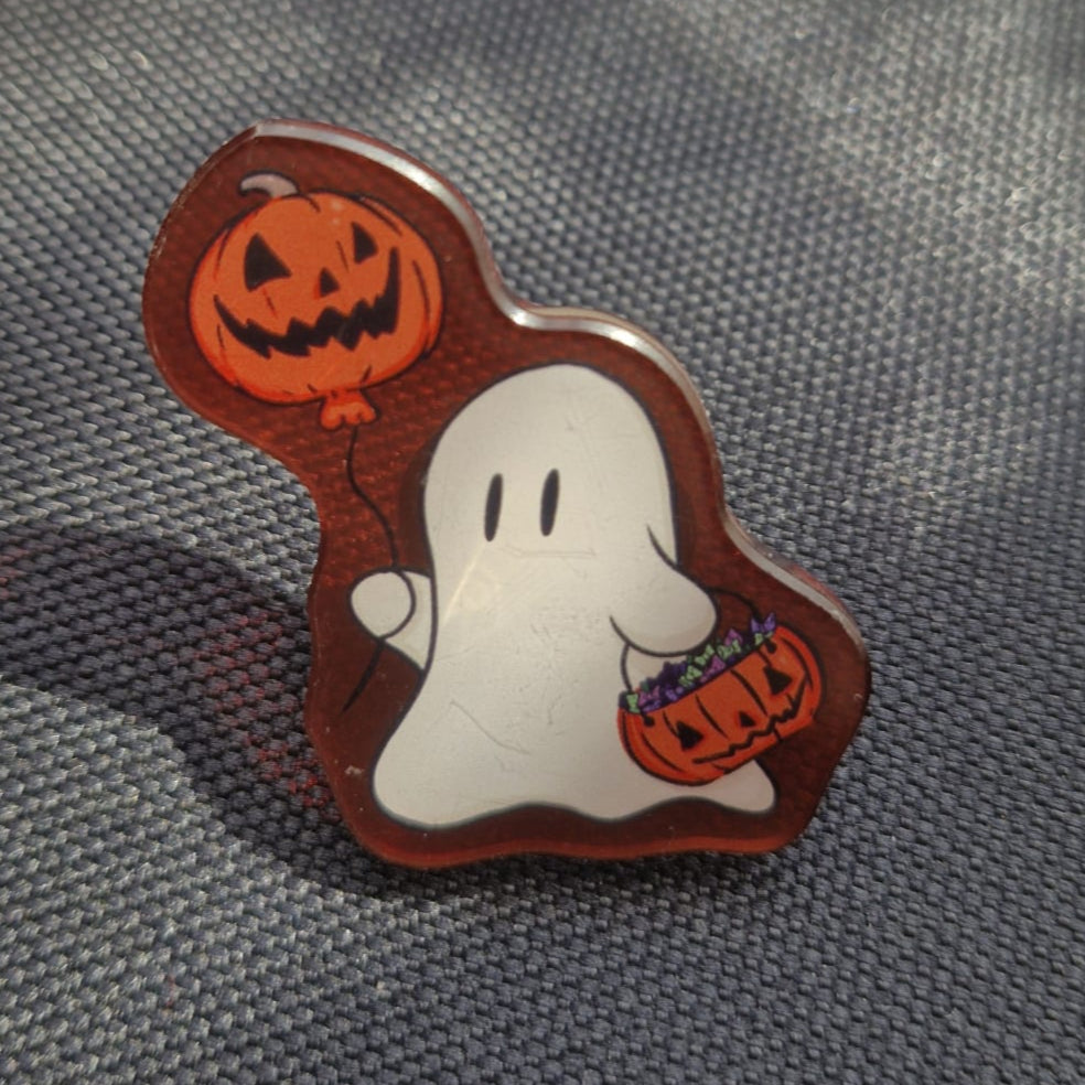 Ghost Trick or Treating Pin ORIGINAL Color